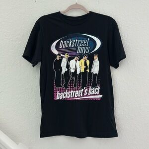 Backstreet Boys Y2K Black Band Tee Graphic Print Relaxed Fit 100% Cotton Size S